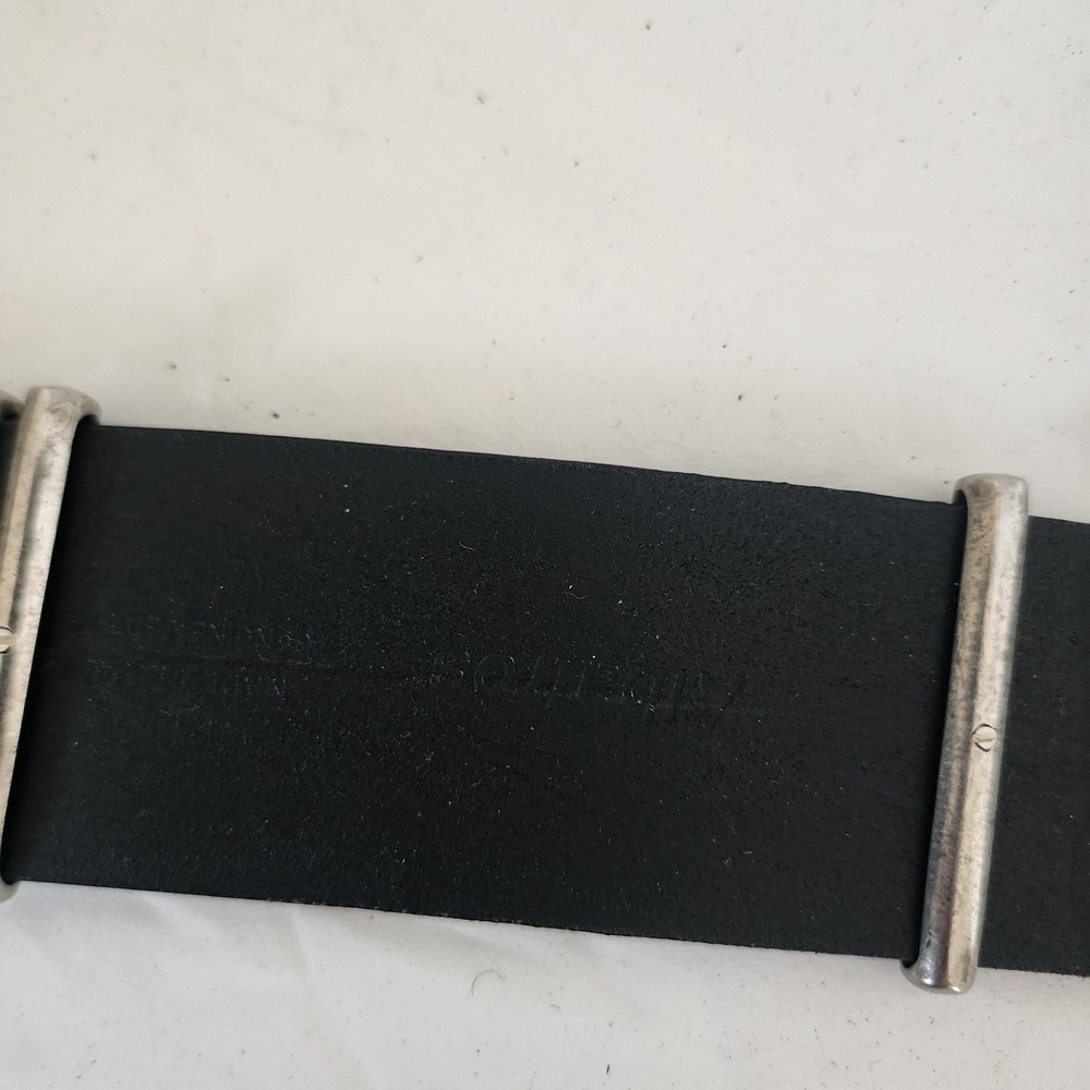 Albatros Made In Italy Wide Leather Belt Black Metal Embellishments 2" 32" - Picture 10 of 10